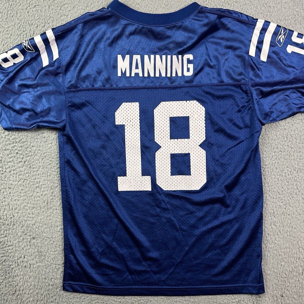 Reebok Peyton Manning #18 Indianapolis Colts Blue Football‎ Jersey Youth Kids XL